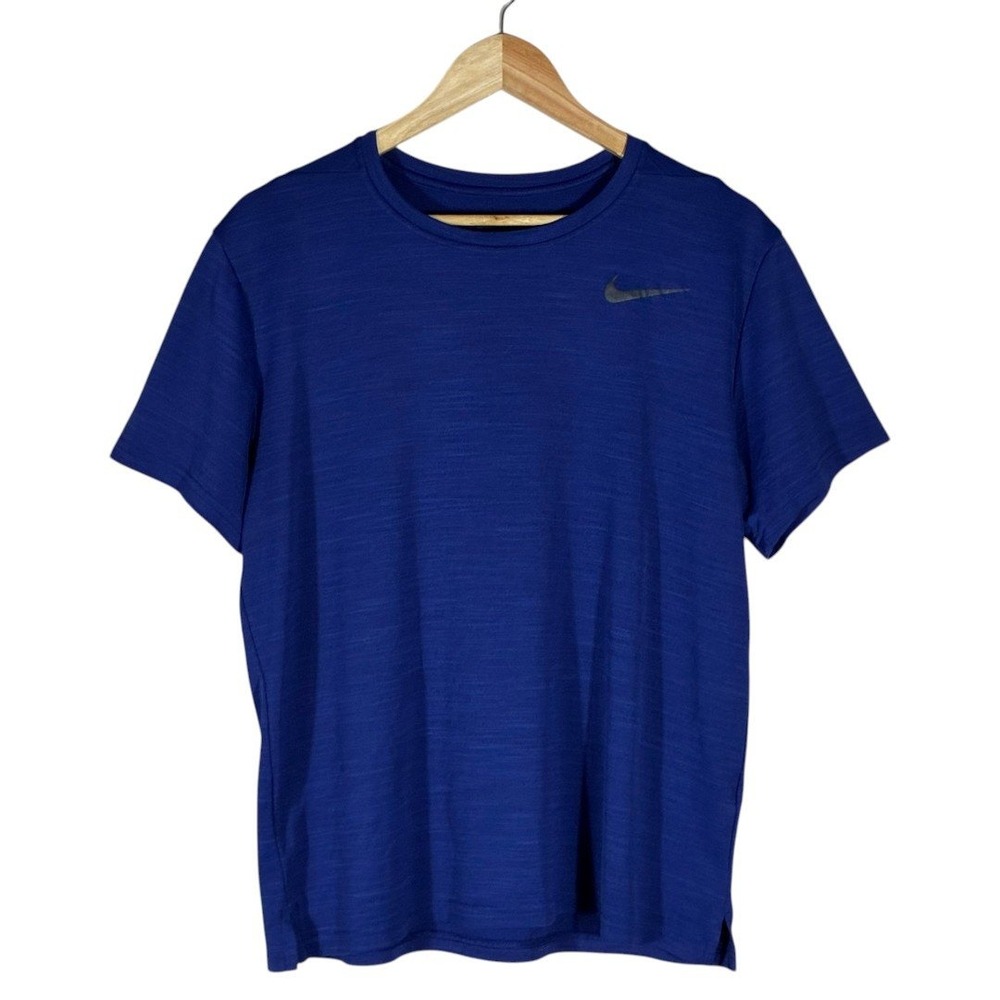 Nike Dri-FIT Space Dye Performance T-Shirt Blue Athletic Workout Size L
